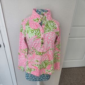 Lilly Pulitzer Pink and Green Patterned Blouse